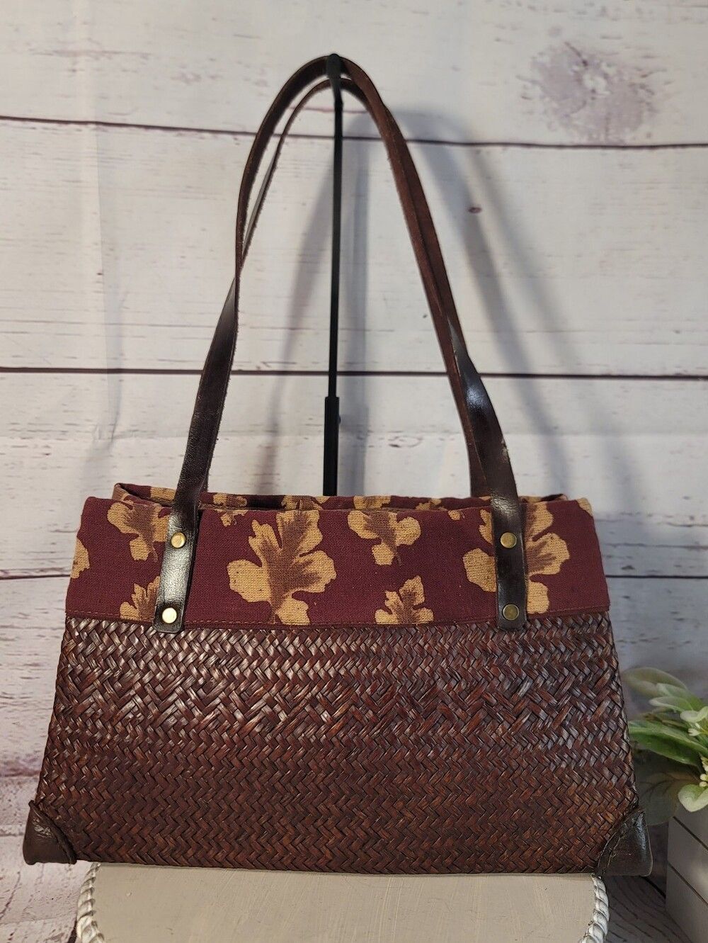 Nefertiti Thanatchaporn Woven Palm Leaf Raffia Shoulder Bag-Madrid Spain-Rare